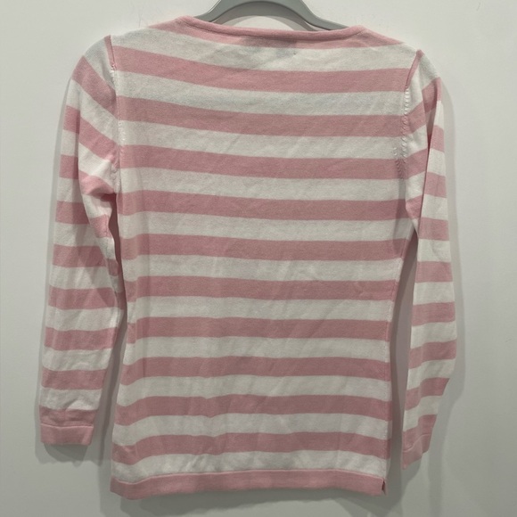 J. Peterson Company Sweater Size XS Pink White Boatneck Pima Cotton 3/4 Sleeve - Picture 2 of 6